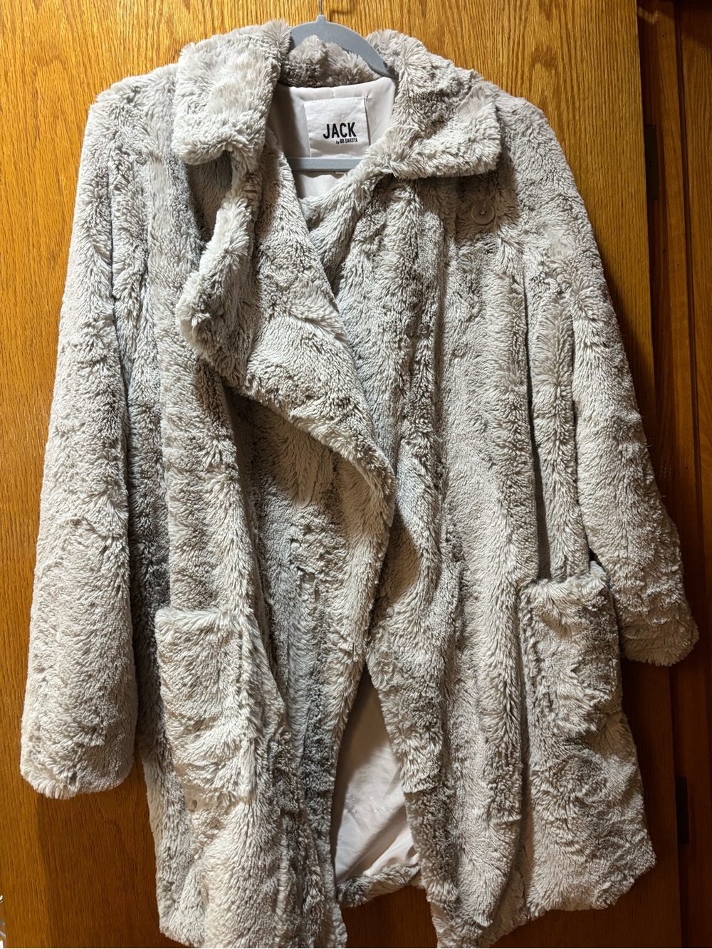 Jack by BB Dakota Plush Faux Fur Teddy Coat in Light Gray